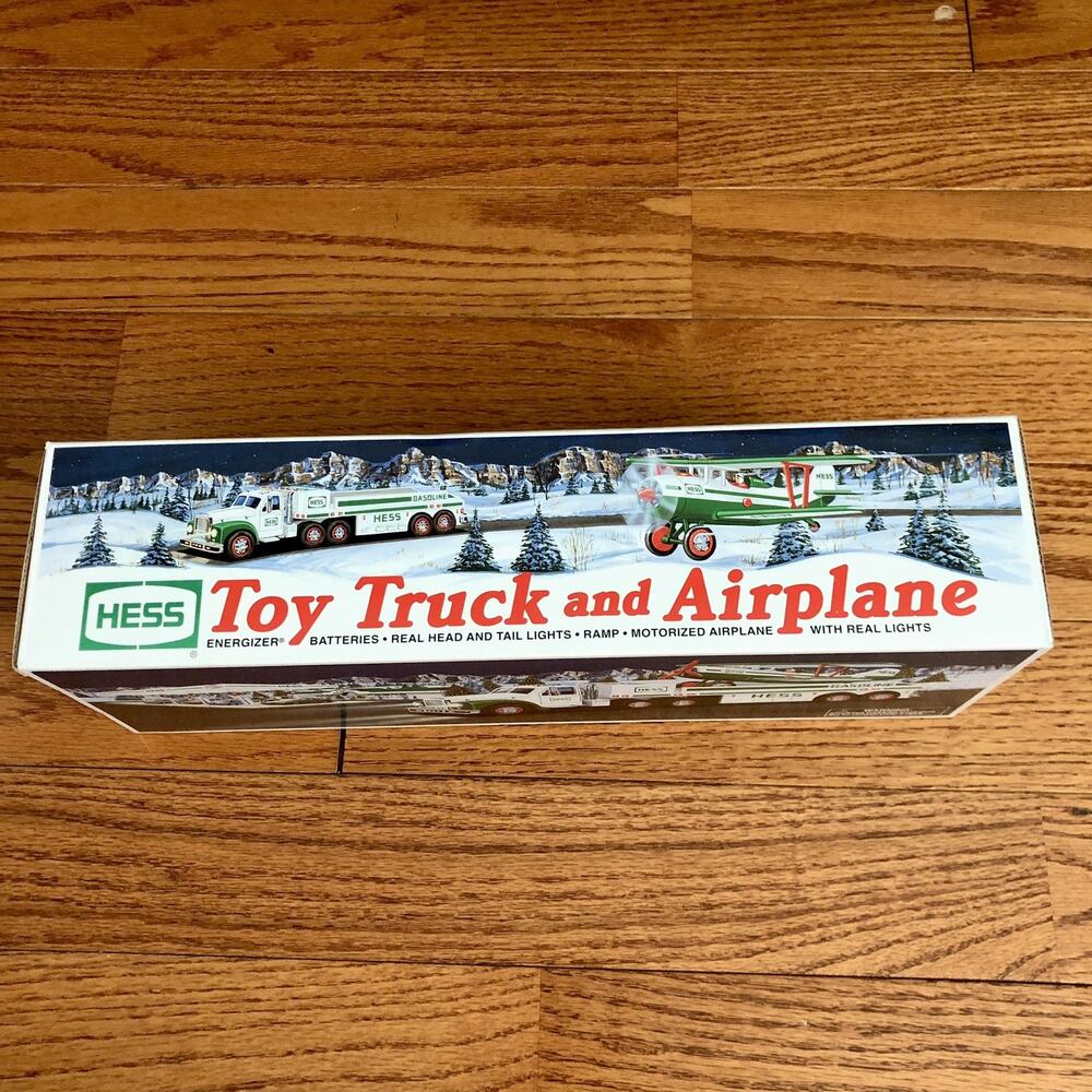 2002 HESS Vintage Collectible White Green Toy Truck and Airplane NWT